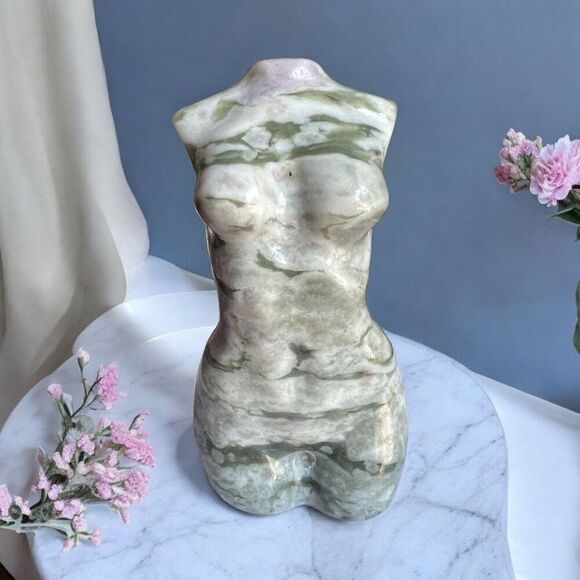Moss Agate Crystal Female Body Carving (#3) - Picture 1 of 14